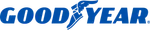Goodyear logo in blue with winged foot symbol incorporated in the text.