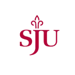 Saint Joseph's University SJU logo in maroon with a fleur-de-lis symbol on a transparent background