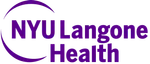 NYU Langone Health logo with purple text and circular design element.
