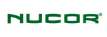 Green Nucor logo on a transparent background representing the steel production company.