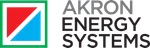 Akron Energy Systems logo with red and blue diagonal shapes inside a green square and bold black text.