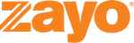 Orange Zayo logo with bold italic lettering and registered trademark symbol on a transparent background