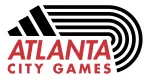Atlanta City Games logo with bold red text and black curved and diagonal lines forming a dynamic shape.