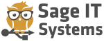 Logo of Sage IT Systems featuring an owl with glasses perched on an arrow key symbol.