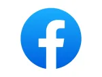 Facebook logo with a stylized white lowercase letter on a blue circular background