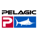 Pelagic logo with stylized P in red box and a blue box featuring a marlin fish illustration.