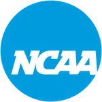 NCAA logo white bold letters on blue circular background