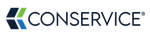 Conservice logo with abstract geometric shapes in green, blue, and navy beside company name in bold letters