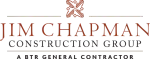 Jim Chapman Construction Group logo featuring a stylized flower symbol and bold text in brown and gray.