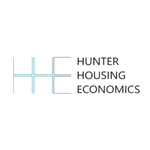 Logo of Hunter Housing Economics with stylized HHE initials and text on a transparent background.