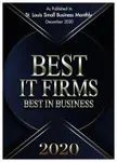 Award badge for Best IT Firms 2020 by St. Louis Small Business Monthly with a dark background and gold text.