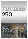 Pioneer 250 issue with city skyline at night and the year 2022 displayed.