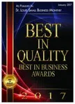 2017 Best in Quality award badge from St. Louis Small Business Monthly with gold text and ribbon.