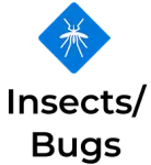 Blue diamond-shaped icon featuring a white stylized mosquito in the center.