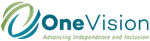 OneVision logo featuring stylized blue and green swirl with company name and tagline