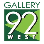 Logo for Gallery 92 West with large white numbers 92 and green geometric background
