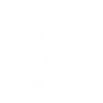 White pedestrian walking icon on a black background with dotted crosswalk lines.