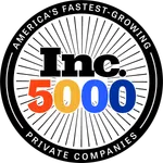 Inc. 5000 logo highlighting America's fastest-growing private companies with colorful numbers on black background
