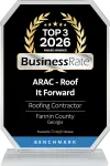 Top 3 2026 BusinessRate award for ARAC - Roof It Forward, roofing contractor in Fannin County, Georgia, powered by Google Reviews