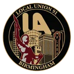 Local Union 91 Birmingham logo featuring a worker statue and city skyline with Magic City signage.