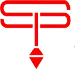 a red and white logo