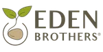Eden Brothers logo with a sprouting seed illustration and bold text in earthy tones