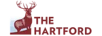 The Hartford logo featuring a standing stag with antlers beside the company name in bold, dark red letters.