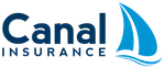 Canal Insurance logo featuring bold navy text and a light blue sailboat icon.