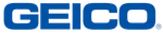 Blue GEICO logo with bold uppercase letters on a transparent background
