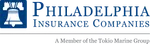 Philadelphia Insurance Companies logo with Liberty Bell icon and company name in blue text