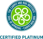 The Carpet and Rug Institute Certified Platinum Seal of Approval logo with green and blue colors