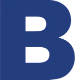 Bold blue letter 'B' on a black background, showcasing a modern and minimalist design.