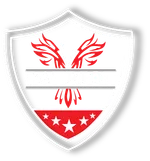 Shield logo with a red phoenix, white stars, and the word PATRIOT in bold white letters