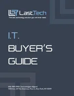 Cover of Last.Tech's I.T. Buyer's Guide featuring modern design and contact information.