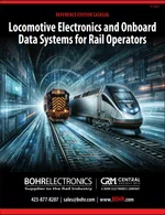 Catalog cover featuring modern and classic trains showcasing locomotive electronics and onboard rail data systems.