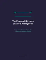 Cover page of a financial services AI playbook by Framework IT with guidance on safe and productive AI adoption.