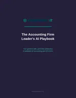 Framework IT logo and title of AI playbook for accounting firm leaders on safe, governed AI adoption.