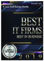 Award certificate for Best IT Firms in 2019 presented by St. Louis Small Business Monthly.