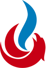 Prairie Band Propane logo with red and blue flame design and bold black and red text on white background