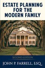Classic estate home framed by large trees with moss for estate planning for the modern family book cover.