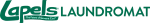 Lapels Laundromat logo featuring green text emphasizing garment care innovation.