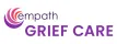 Empath Grief Care logo featuring a curved purple and pink abstract design with bold purple text.