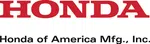 Honda logo in red text with Honda of America Manufacturing, Inc. below on a white background