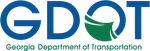 Georgia Department of Transportation logo with blue GDOT letters and green peach graphic