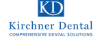Blue Kirchner Dental logo with KD initials and tagline Comprehensive Dental Solutions