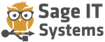 Logo of Sage IT Systems featuring an owl with glasses perched on an arrow key symbol.