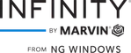 Infinity by Marvin logo with a blue underline and NG Windows branding in black and blue colors