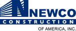 Blue Newco Construction logo with a stylized N and horizontal lines on a white background