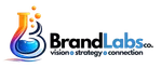 Colorful BrandLabs logo featuring a gradient laboratory flask and text vision strategy connection