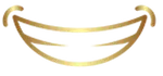 Golden abstract curved lines forming a symmetrical, stylized smile or crescent shape on black background